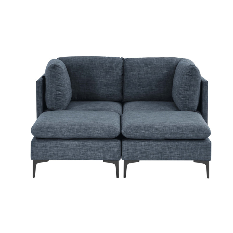 Canapé modulaire rembourré avec pieds en métal, Bleu très foncé