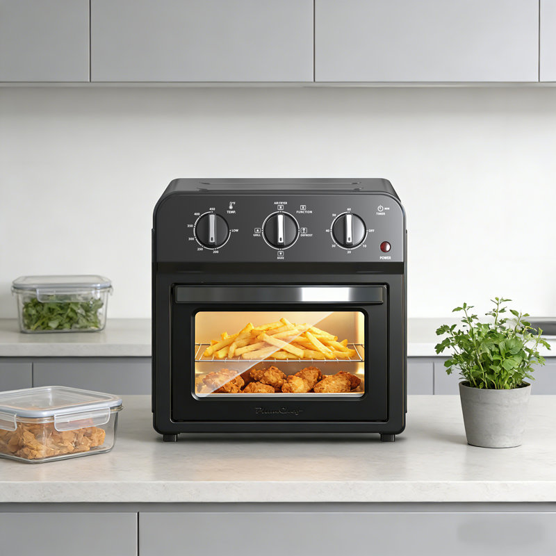 Compartiment pour four grille-pain à friteuse 13 pte de taille familiale - Circulation d'air chaud à 360 ° pour une cuisson saine sans huile, four de comptoir à convection multifonctionnel avec contrôle de la température et du temps réglable