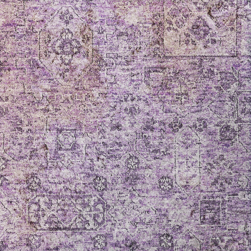 Tapis à poils longs de qualité supérieure lavable à la machine ADS611, Lilac, 8' x 10'
