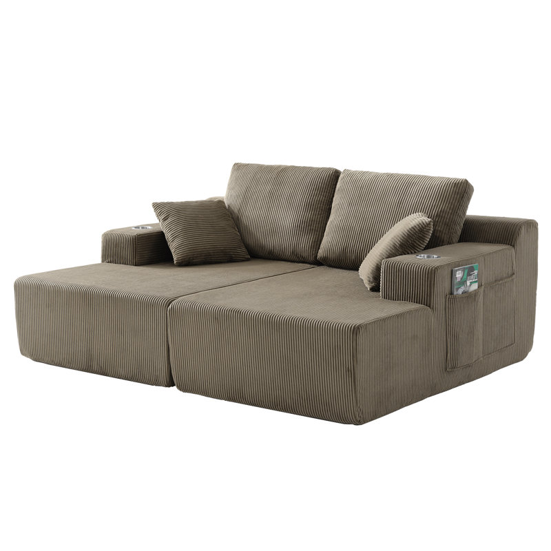 Canapé modulaire en U en velours côtelé 130 pouces Modern Compression