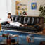 Canapé modulaire noir en cuir véritable