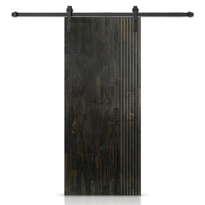 Porte de grange en bois massif lambrissé et métal