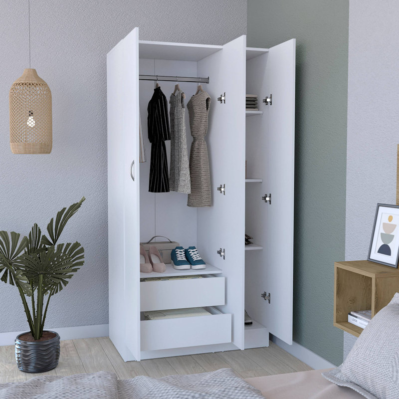 Armoire Ohio avec 3 portes, 2 tiroirs et 4 tablettes