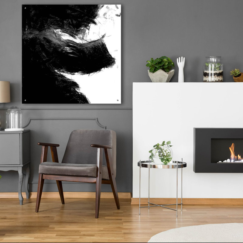Art mural en verre épique «Sketchy 4» par Alonzo Saunders, 36 po x 36 po, H 36 po x l 36 po