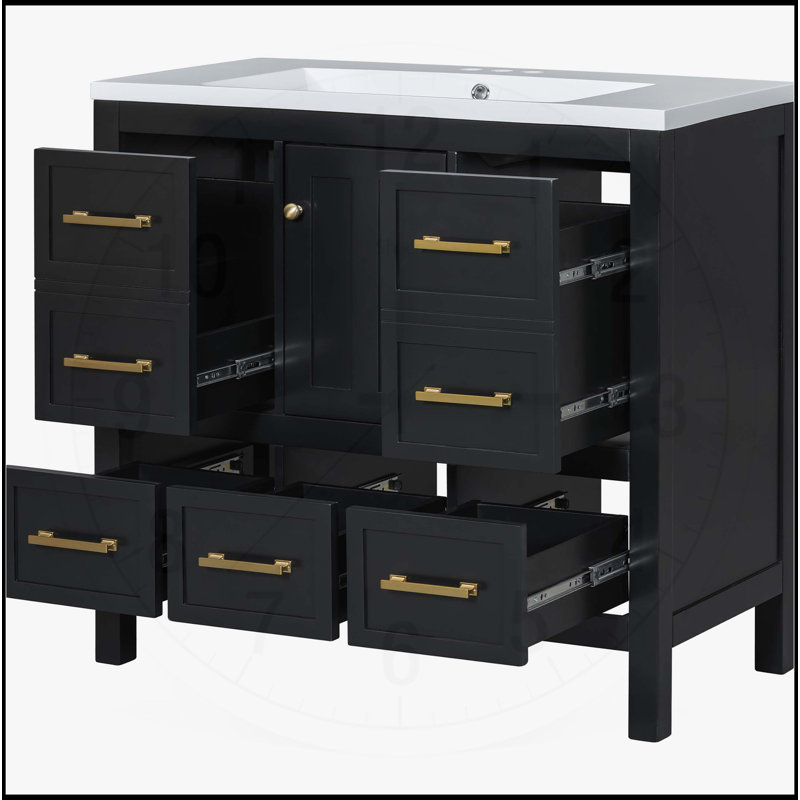 Meuble-lavabo 36 po avec lavabo en résine, Noir