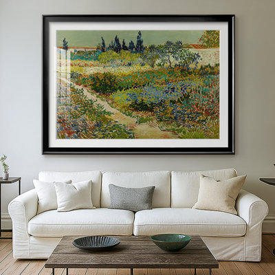 Flowering Garden with Path-Vincent van Gogh-Framed Print with Mat and glass-1888