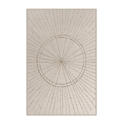 Soft Plush Everitt New Years Modern & Contemporary Abstract Area Rug in Beige – Beige Binding
