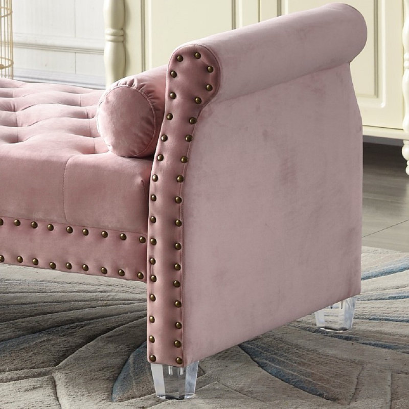 Fleeton Velvet Upholstered Bench, Pink