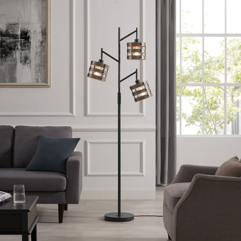 Gillingham 71'' Tree Floor Lamp, Dark Brown, Brown