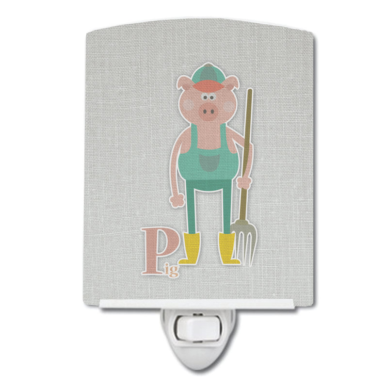 Alphabet P for Pig Ceramic Night Light