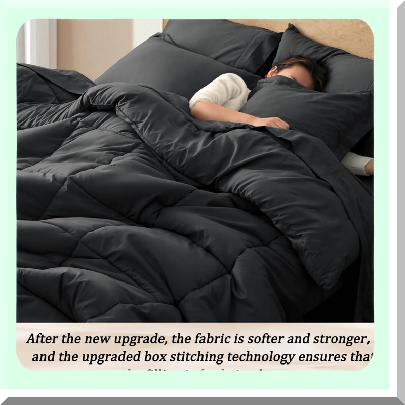 Diamond 7-Piece Comforter Set - All Season Bed in a Bag Bundle with Ultra Soft Sheets, Pillowcases, and Shams - Noiseless Bedding Collection