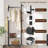 Heavy Duty Freestanding Coat Rack with Wheels, 2 Storage Shelves & 5 Hooks, Wood Corner Coat Tree Stand for Bedroom Entryway Living Room Hotel, Size L-224755737