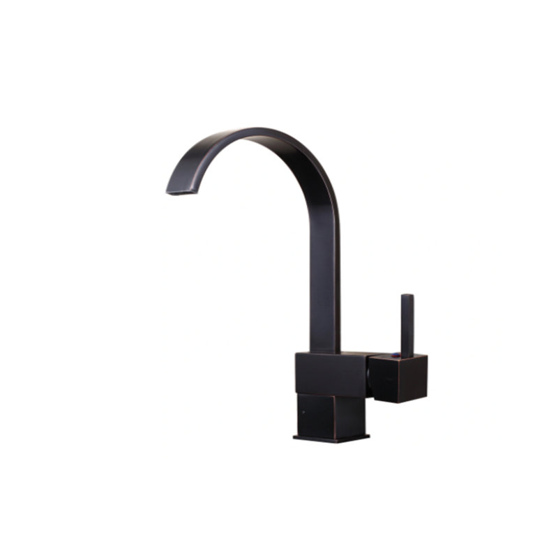 Robinet de cuisine à poignée simple avec accessoires, Noir