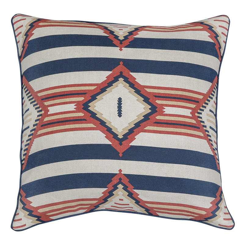 Mesa Linen Square Pillow Cover & Insert, Navy Striped