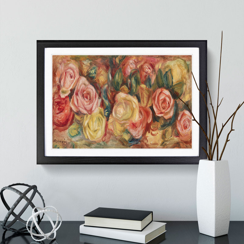 Roses - Picture Frame Graphic Art, 65cm H x 90cm W x 2cm D, Black Framed