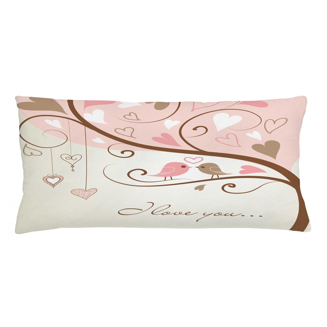 Kissenbezug, 2 Vögel Romantik Motiv, Liebe, Blush Braun Beige