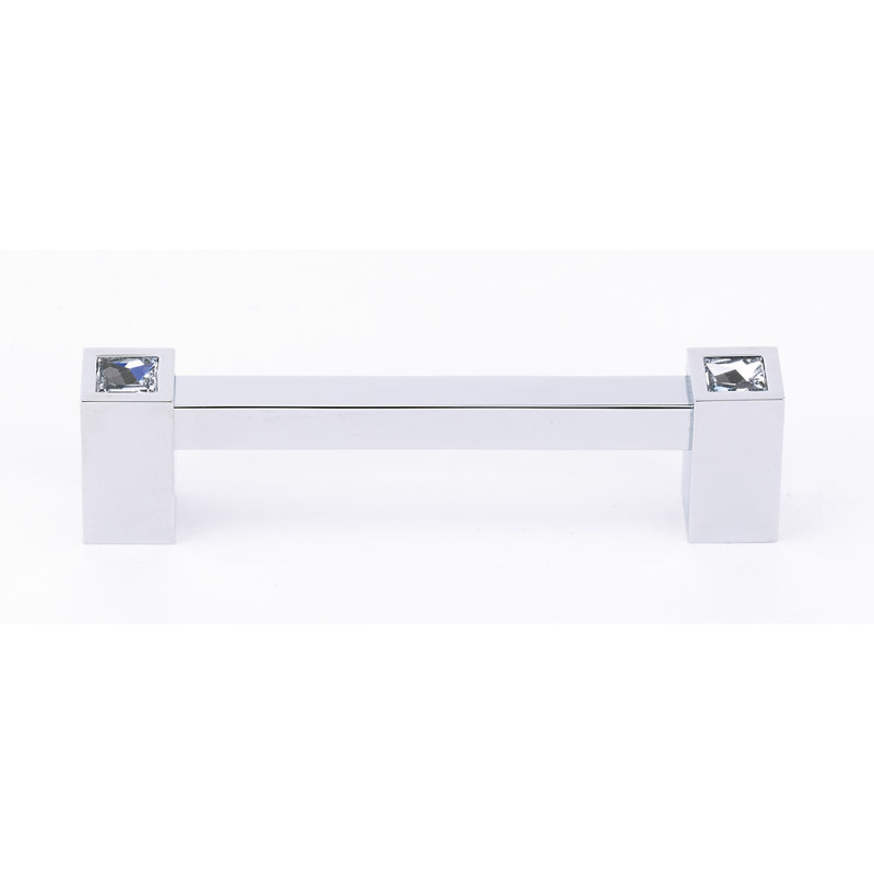 Poignée barre en cristal Swarovski, Chrome poli, 4"