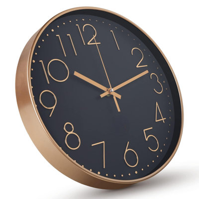 Silent Wall Clock 12 Inch Non-Ticking Wall Clocks Battery Operated For Living Room Decor Modern Wall Clock (Rose Gold)