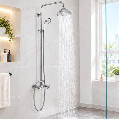 Ensemble de douche à effet pluie en laiton chromé poli