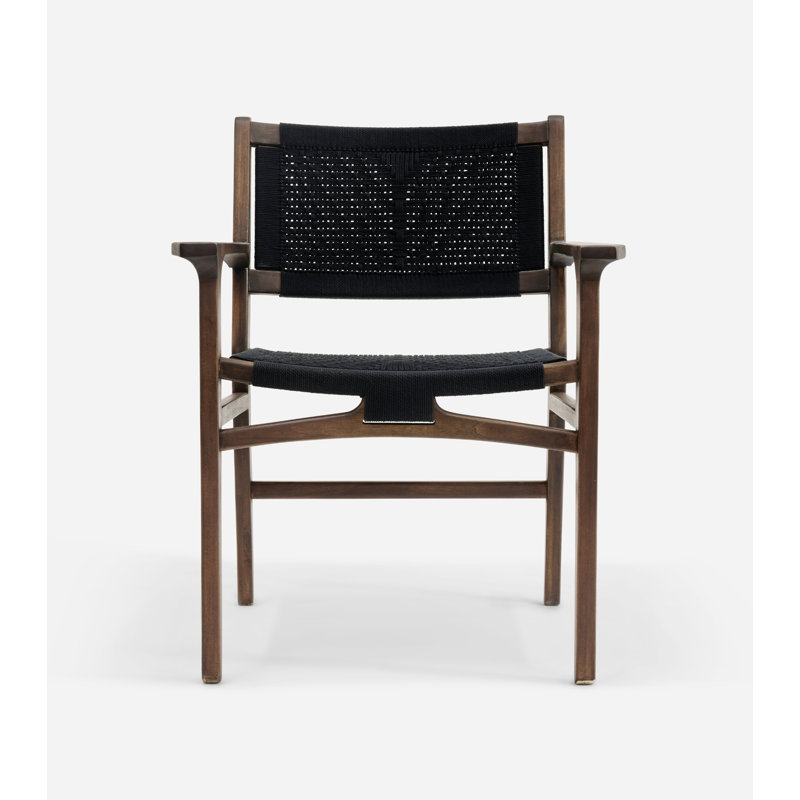 Chontales Dining Chair with Armrest in San Geronimo Manila, Black V Braided Cord, Coffee