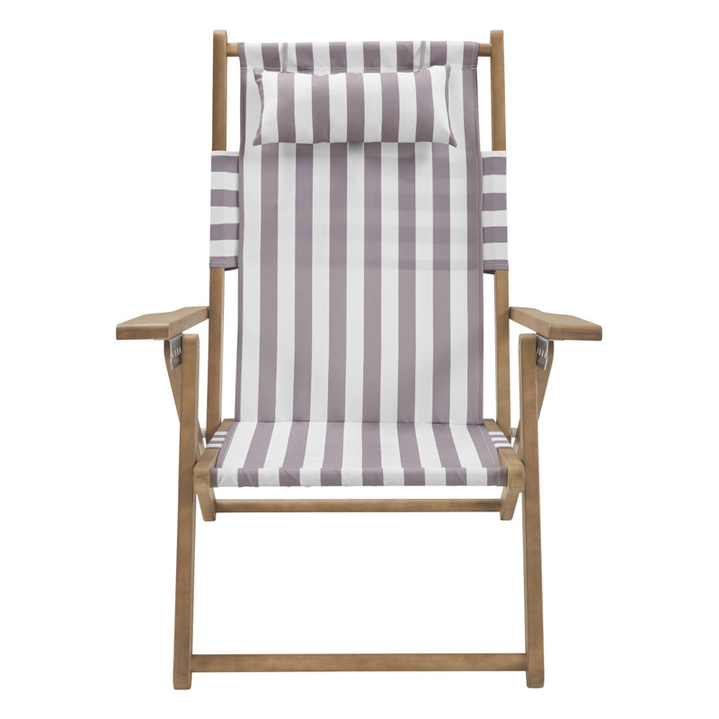 Chaise de plage - Chaise pliante en bois résistante aux intempéries avec sangles de sac à dos - Siège inclinable à 4 positions - Beach Essentials par Lavish Home (brun)