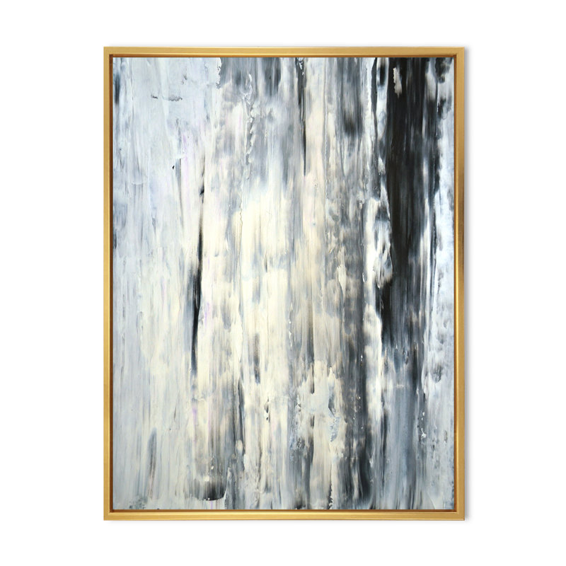 Art moderne gris et bleu II 2FL47798, H 20 po x l 12 po x P 1 po, Encadrement doré