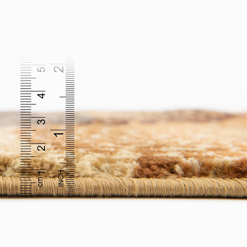 Tapis contemporain de couleur neutre Arabica, Rectangle 7 pi 1 po x 10 pi