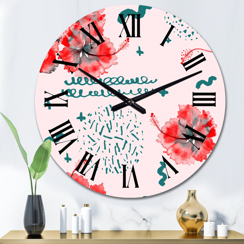 Horloge murale à motif géométrique Memphis Tropic, Moyen