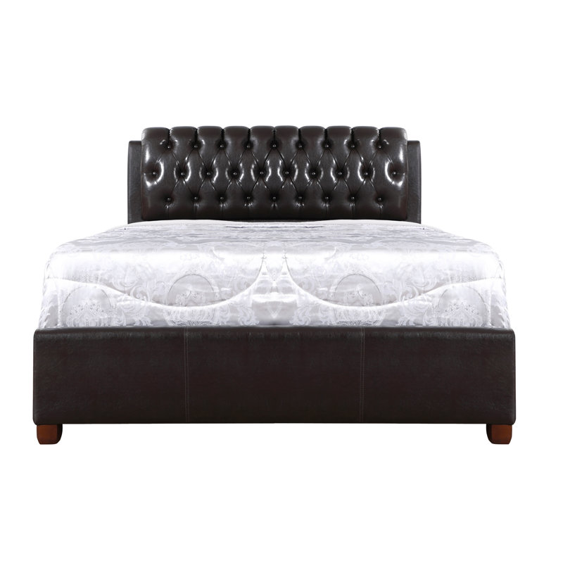 Grand lit tapissier Marilla, brun foncé, Grand lit, Dark Brown