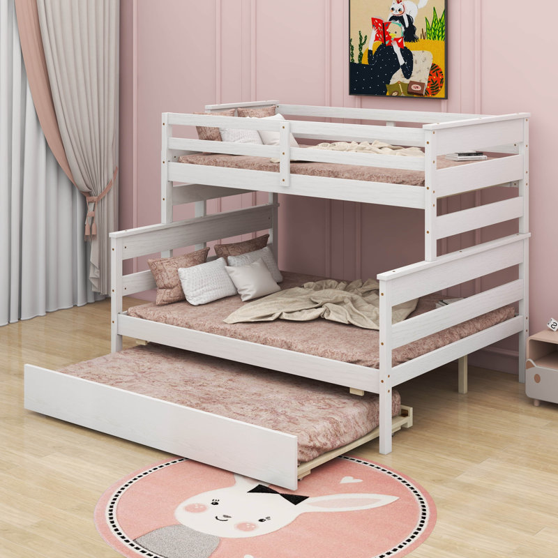 Twin Over Full Bunk Bed With Trundle, White