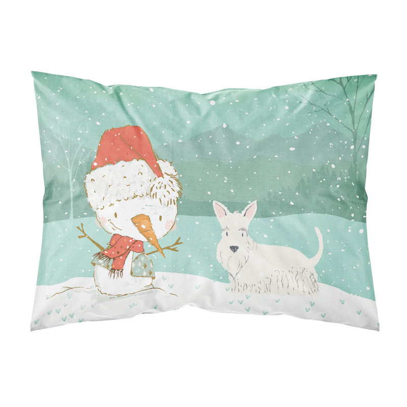 Taie d’oreiller de noël bonhomme de neige, Terrier écossais