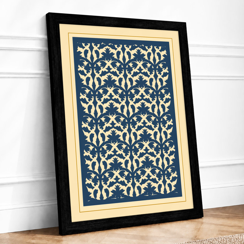 Lattice Geometric - Framed Print, Black, A4 - 29.7 x 21.0 cm
