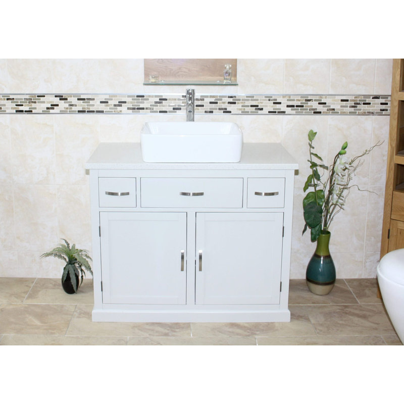 Roderick 1000mm Single Bathroom Vanity with Basin, Grey Quartz, Grey