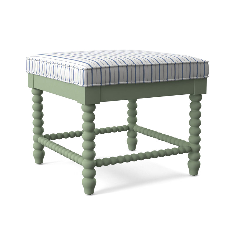 Banc en bois massif Louisa, Rayures bleu cobalt, Tonneau vieilli