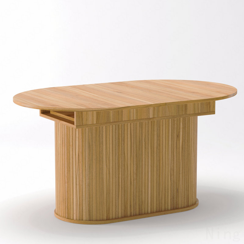 55.11"-70.86" Extendable Dining Table, With Striped Legs For Living Room & Kitchen(Natural), Natural