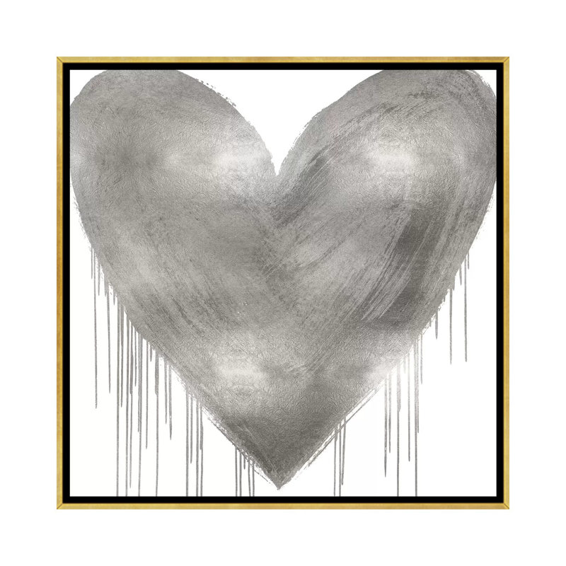 «Big Hearted Silver» par Lindsay Rodgers - impression d'art graphique, H 26 po x l 26 po x P 1,5 po, Toile encadrée d'or