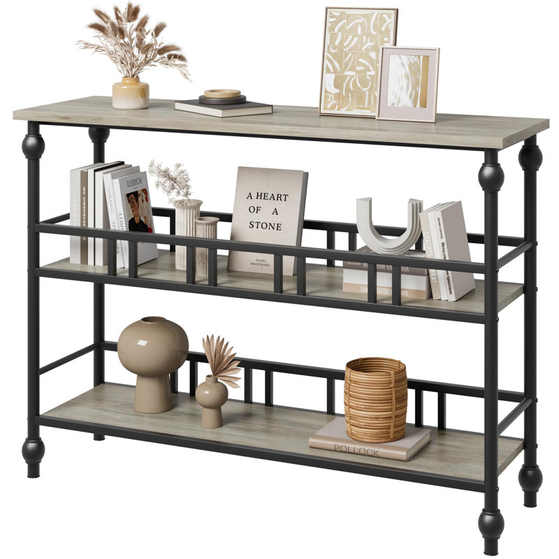 Console Table, 3-Tier Sofa Tables Narrow Entryway Table With Storage, Gray