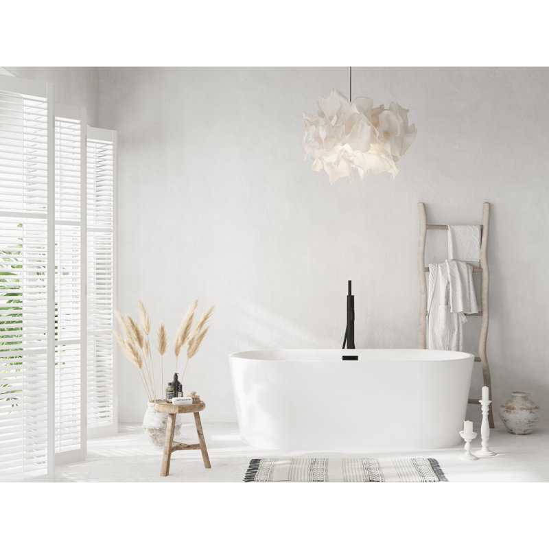 Baignoire de 67 pouces en blanc brillant avec garniture, Noir mat