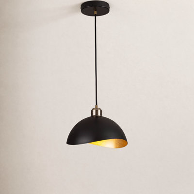 Luna Bella Pendant Light Large - Matte Black, Weathered Brass