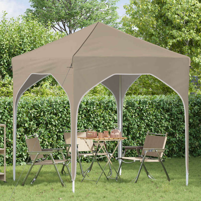 Vidaxl Pop-Up Party Tent 210D Oxford With Silver Coating, 194cm W x 194cm D, Beige