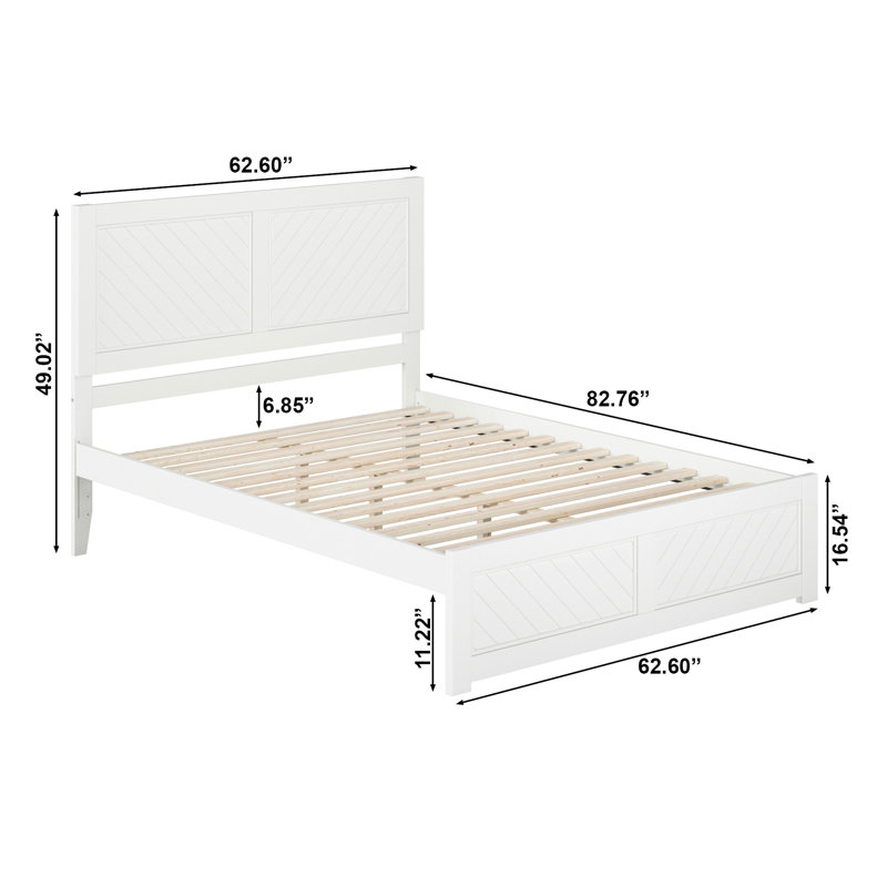  Jeinny Solid Wood Platform Bed with Matching Footboard, White, Queen