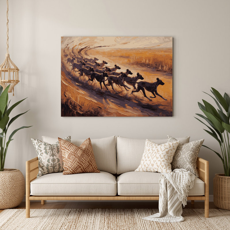 Chiens Azawagh, art mural en métal brun, H 16 po x l 20 po