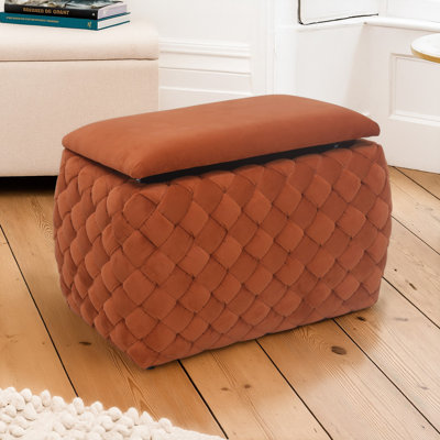 Adamarie 65cm Wide Velvet Rectangle Patchwork Standard Ottoman with Storage