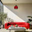 Luminaire suspendu rouge simple avec capuchon en coton