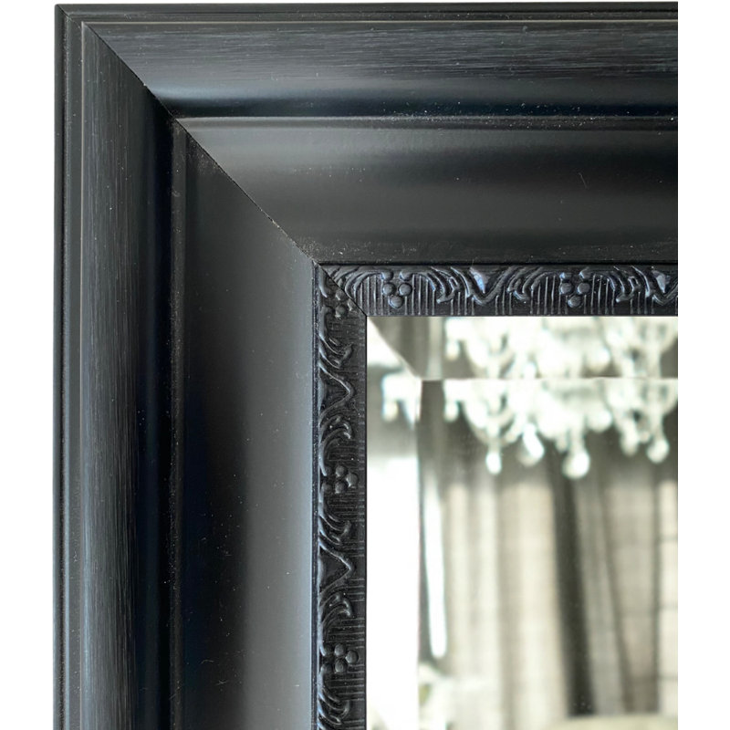 Stella Modern Vintage Ornate Framed Wall Mirror, Black, 35.5" x 25.5"