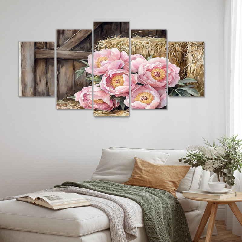 Johnston - pivoines - art mural traditionnel
