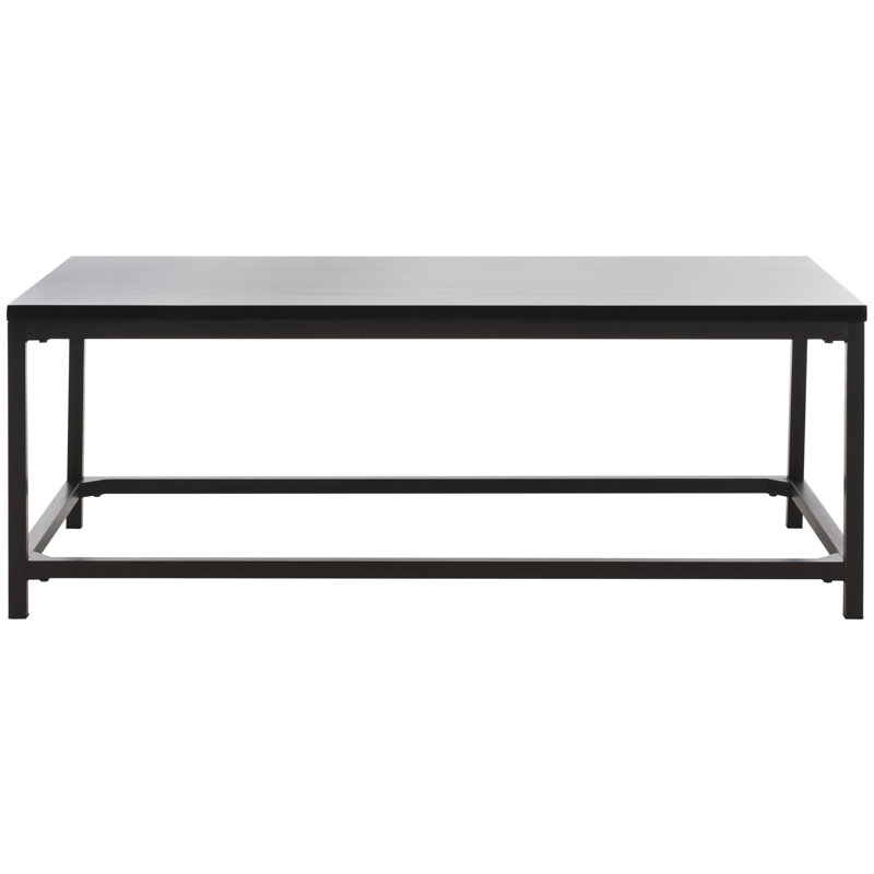 Distressed Black Pine Wood Rectangular Coffee Table