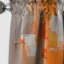 Rideaux abstraits occultant orange brun brun - 1 panneau Cubism-107809012