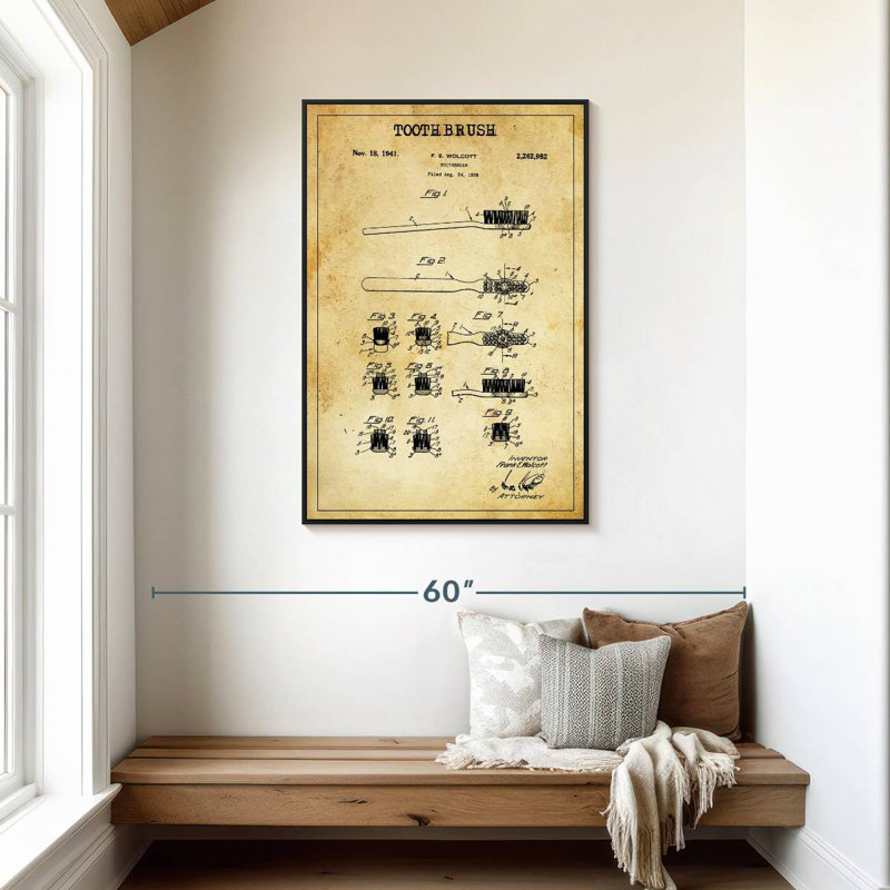 Brevet de brosse à dents, Cadre flottant noir, 29 po x 43 po