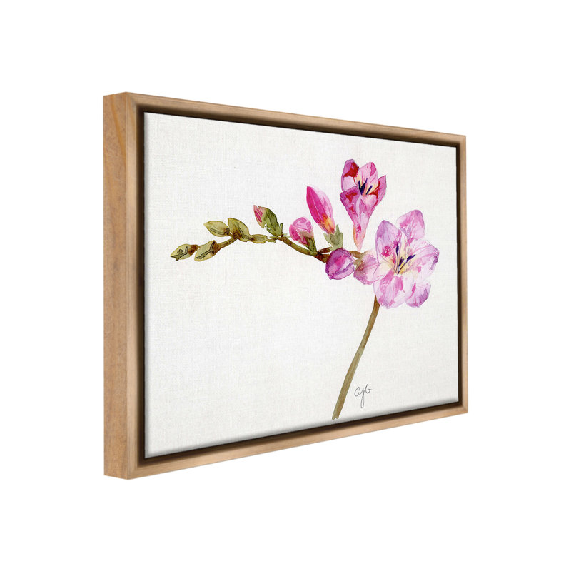 "Orchid Flower Sprig" par Alexandria Gilbert Kincaid sur toile, Cadre flottant orme Montalcino, H 17 po x l 21 po